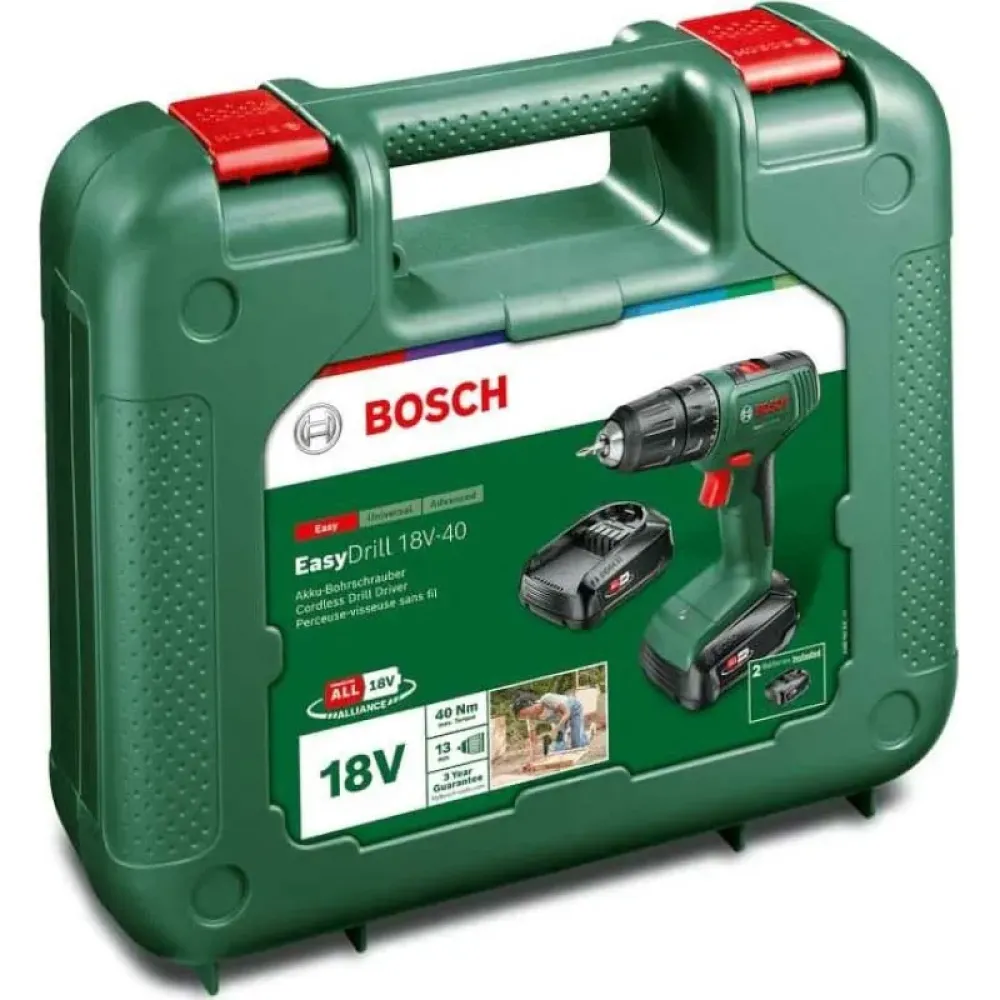 Bosch EasyDrill 18V-40 аккумуляторная дрель-шуруповерт (2 x 2 Ач, ЗУ), 06039D8005