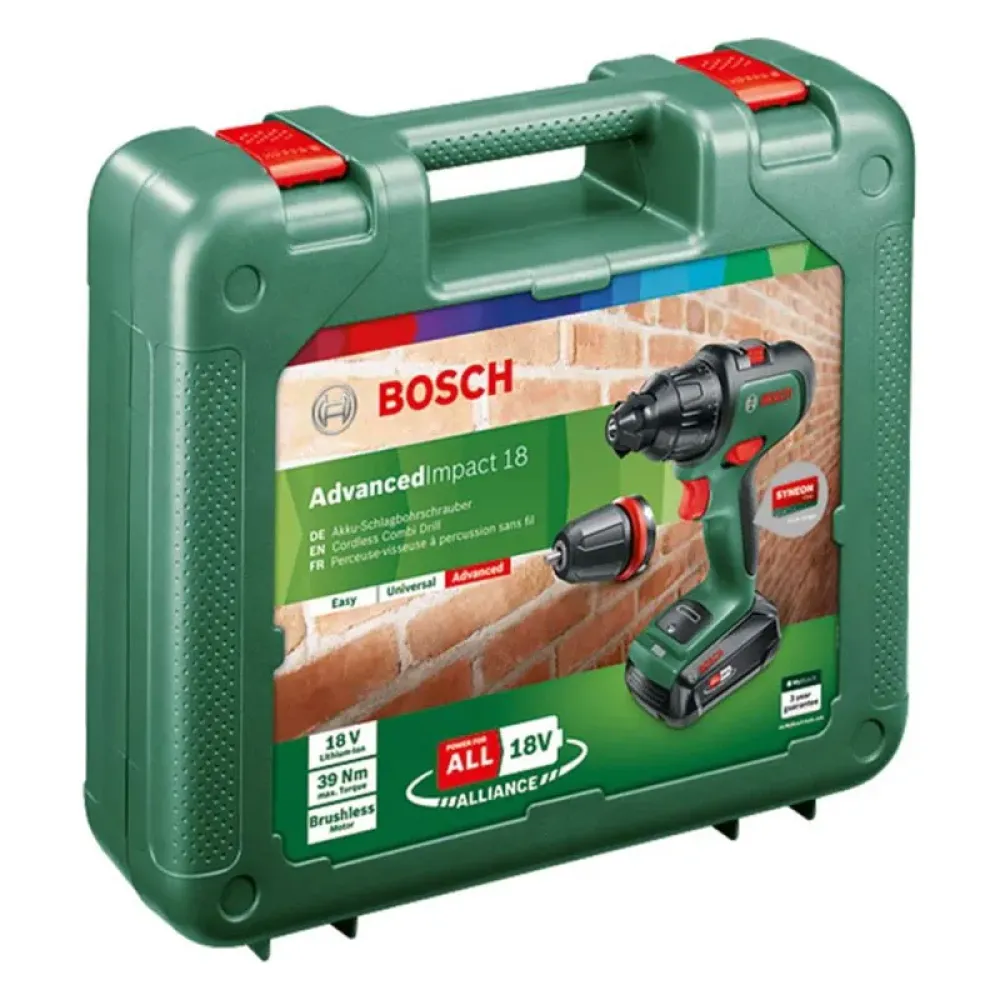 Bosch AdvancedImpact 18 Set аккумуляторная ударная дрель-шуруповерт (2 x 2.5 Ач, ЗУ) с набором насадок, 06039B5109