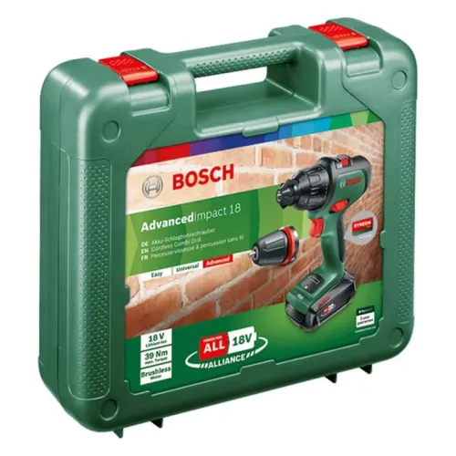 Bosch AdvancedImpact 18 Set аккумуляторная ударная дрель-шуруповерт (2 x 2.5 Ач, ЗУ) с набором насадок, 06039B5109