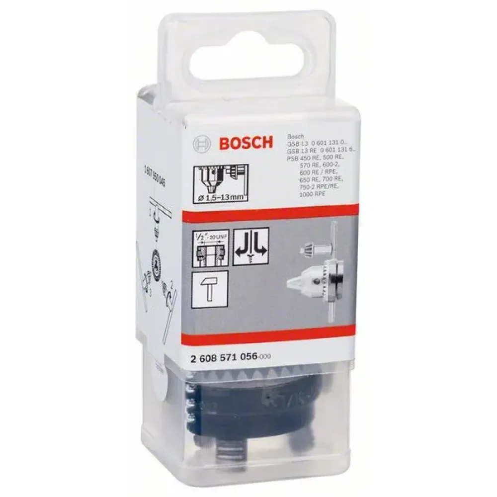 Bosch Keyless Chuck кулачковый патрон до 13 мм, 1/2 дюйма - 20 с П/Л вращением, 2608571056