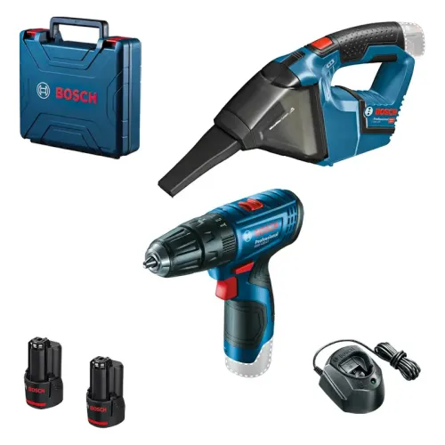 Аккумуляторный набор Bosch Professional: шуруповерт GSB 120-LI с пылесосом GAS 12V (2 x 2 Ач, ЗУ), 0615990M45